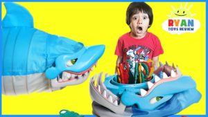 Shark Bite Let’s Go Fishin’ Family Fun Games for Kids! Parent vs Kid wins Egg Surprise Toys