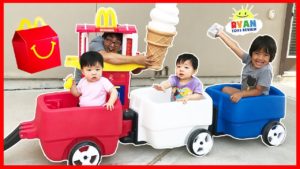 McDonald’s Drive Thru Prank Bad kid and Bad Babies on Step2 Choo Choo Triple Wagon Ride On Car