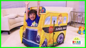 Ryan Pretend Play with School Bus Tent Fun!