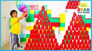 Falling Cup Tower Challenge with Ryan ToysReview