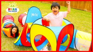 Kids Obstacle course play tent with Ryan vs Mommy!