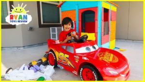 Ryan Pretend Play House with Lightning McQueen!!