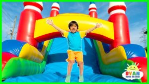 Ryan vs Mommy Bounce House Obstacle Course!!!