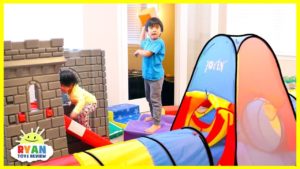 Ryan Pretend Play with Ultimate Kids Indoor Obstacle Course!!!