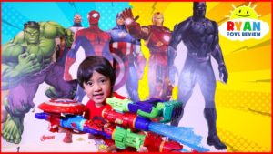 Ryan Pretend plays with Avengers Infinity War Superhero Toys Hide and Seek