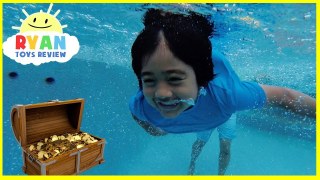 Ryan Finds Secret Treasure Chest With Surprise Toys In Swimming Po Allvloggers - roblox treasure chest