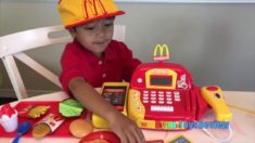 Ryan Pretend Plays with McDonald’s Toys and Power Wheels