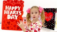 Nastya makes gifts to friends for Valentine’s Day